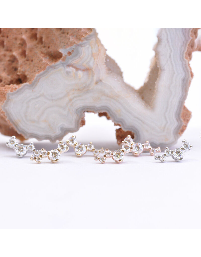 BVLA Left or Right Facing Ripple with CZ in 14k Gold 16g Threaded Ends by BVLA!