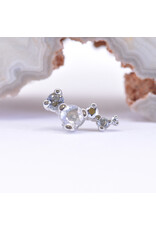 BVLA Right Facing Ripple with Faceted Labradorite, Grey CZ, Chrome CZ and CZ in 14k White Gold 16g Threaded End by BVLA!