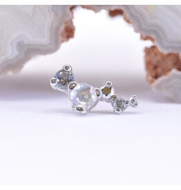 BVLA Ripple Labradorite, Grey CZ, Chrome CZ & CZ White Gold 16g Threaded End
