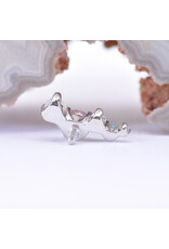 BVLA Left Facing Ripple with Pink CZ, Genuine Grade AAA White Opal, CZ and Paraiba Topaz in 14k White Gold 16g Threaded End by BVLA!