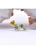 BVLA Right Facing Ripple with Tsavorite Garnet, Yellow Sapphire, Rainforest Topaz & CZ in 14k Yellow Gold 16g Threaded End by BVLA!