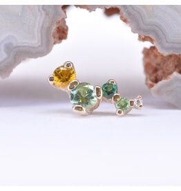 BVLA Ripple Tsavorite, Yellow Sapphire, Rainforest Topaz & CZ Yellow Gold 16g Threaded End
