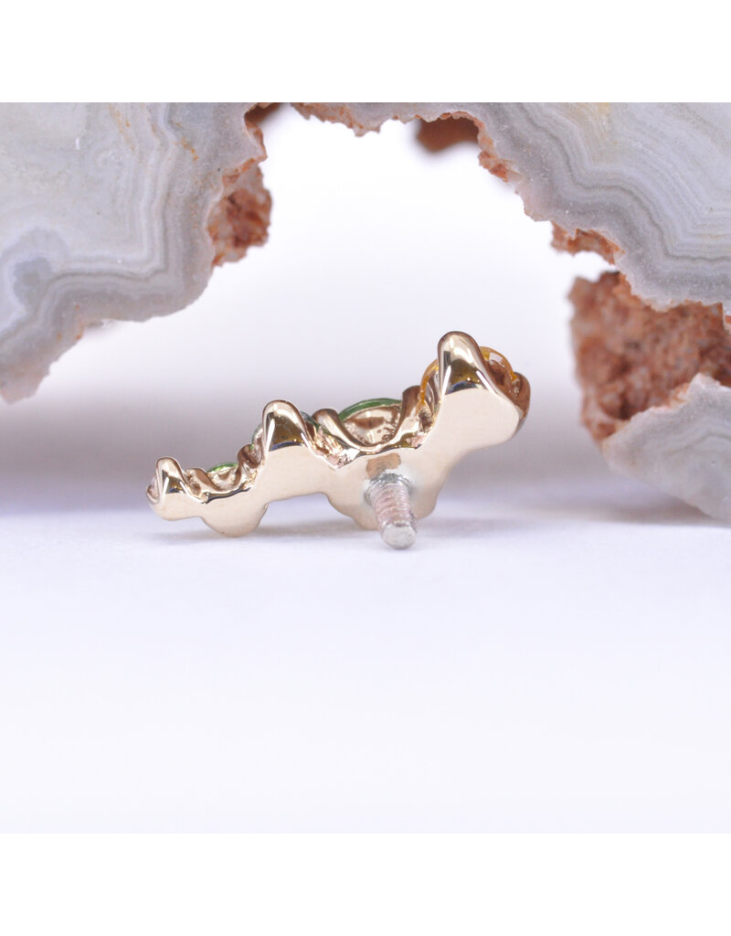 BVLA Right Facing Ripple with Tsavorite Garnet, Yellow Sapphire, Rainforest Topaz & CZ in 14k Yellow Gold 16g Threaded End by BVLA!