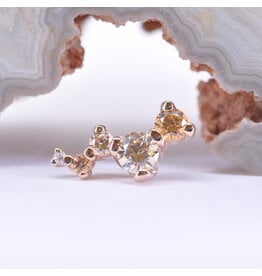 BVLA Ripple Champagne CZ, Amber CZ & CZ Rose Gold 16g Threaded End
