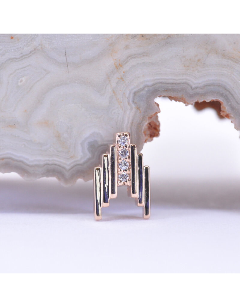 BVLA Roark with CZ in 14k Gold 16g Threaded Ends by BVLA!