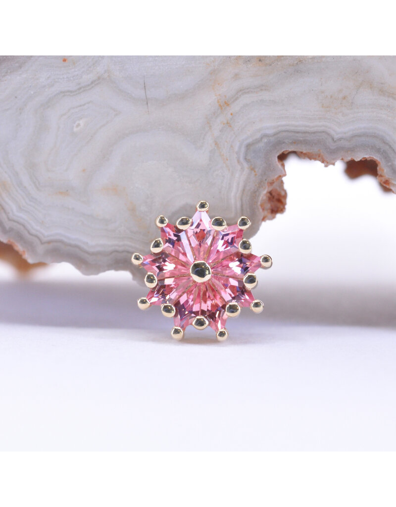 BVLA Pablito with Padparadscha Sapphire in 14k Yellow Gold 16g Threaded End by BVLA!