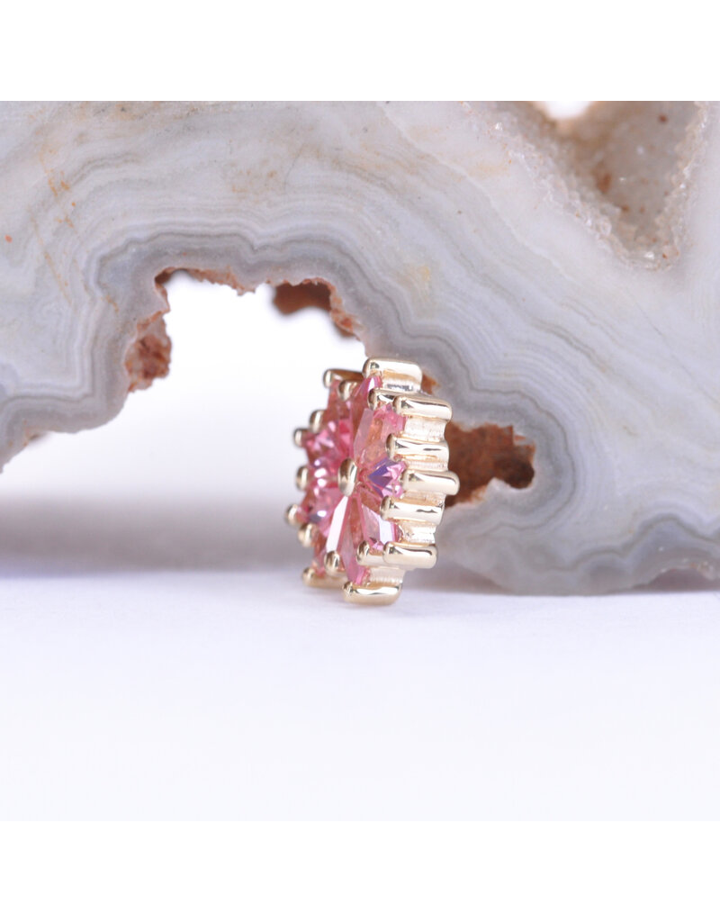 BVLA Pablito with Padparadscha Sapphire in 14k Yellow Gold 16g Threaded End by BVLA!