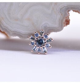 BVLA Elaine Grey Sapphire, Swiss Blue Topaz & London Blue Topaz Rose Gold 16g Threaded End
