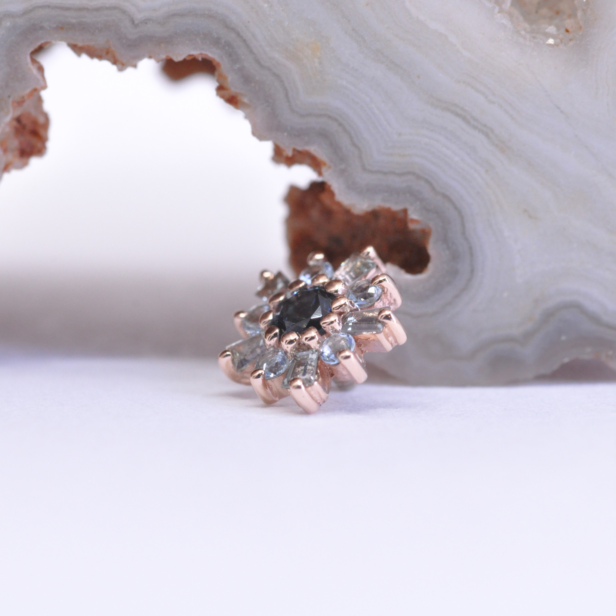 Elaine Grey Sapphire, Swiss Blue & London Blue Rose Gold 16g