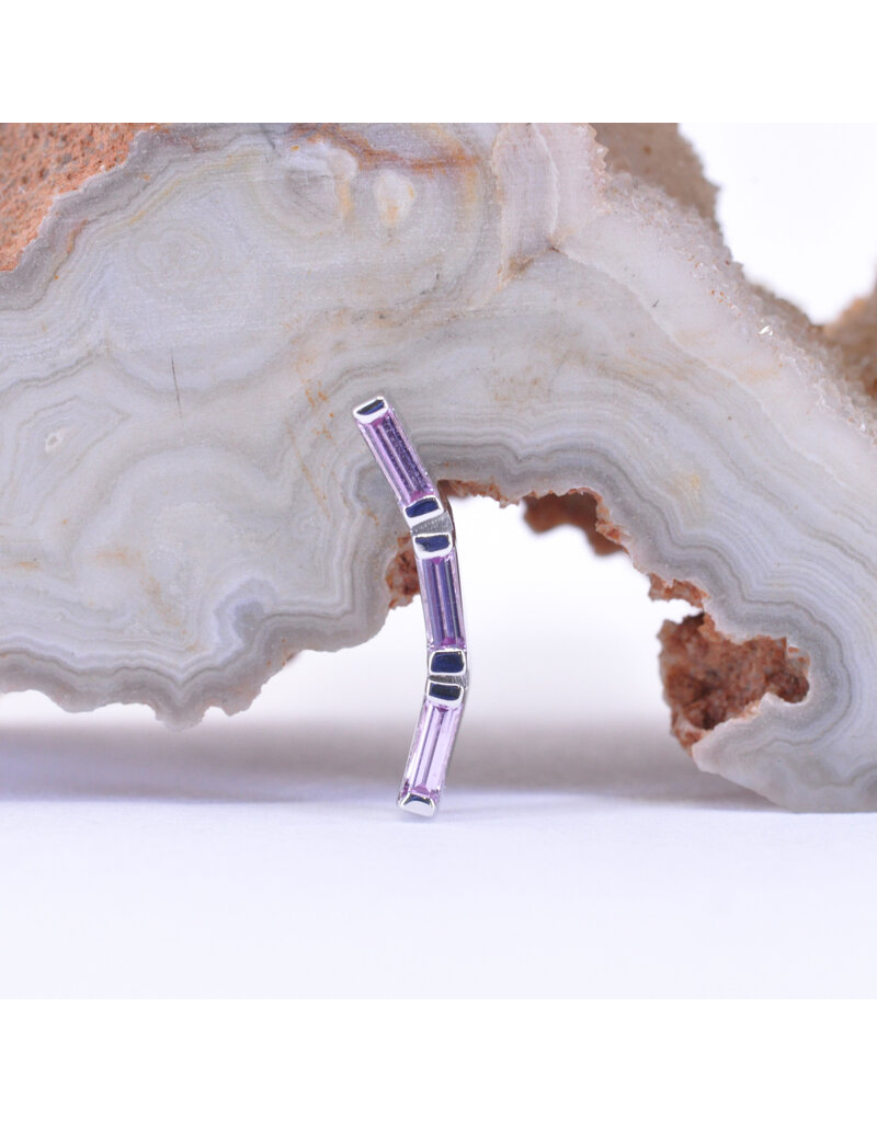 BVLA Trix 3 with Light Pink Sapphire in 14k White Gold 16g Threaded End by BVLA!