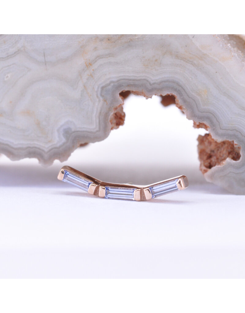 BVLA Trix 3 with Polar Sapphire in 14k Rose Gold 16g Threaded End by BVLA!
