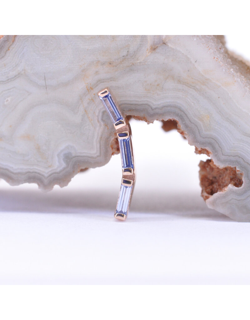 BVLA Trix 3 with Polar Sapphire in 14k Rose Gold 16g Threaded End by BVLA!
