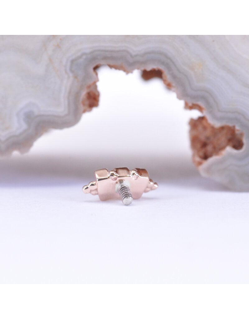BVLA Tiny Baguette Panaraya with Padparadscha Sapphire in 14k Rose Gold 16g Threaded End by BVLA!