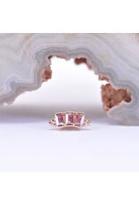 BVLA Tiny Baguette Panaraya with Padparadscha Sapphire in 14k Rose Gold 16g Threaded End by BVLA!