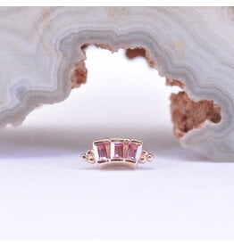 BVLA Tiny Baguette Panaraya Padparadscha Sapphire Rose Gold 16g Threaded End