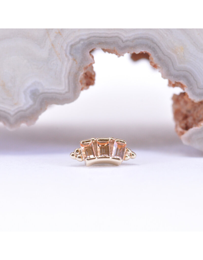 BVLA Tiny Baguette Panaraya with Champagne Sapphire in 14k Yellow Gold 16g Threaded End by BVLA!
