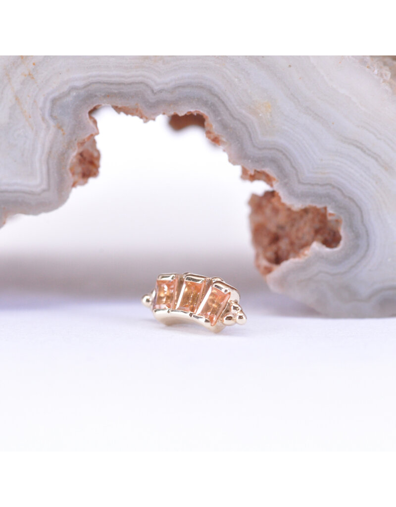 BVLA Tiny Baguette Panaraya with Champagne Sapphire in 14k Yellow Gold 16g Threaded End by BVLA!