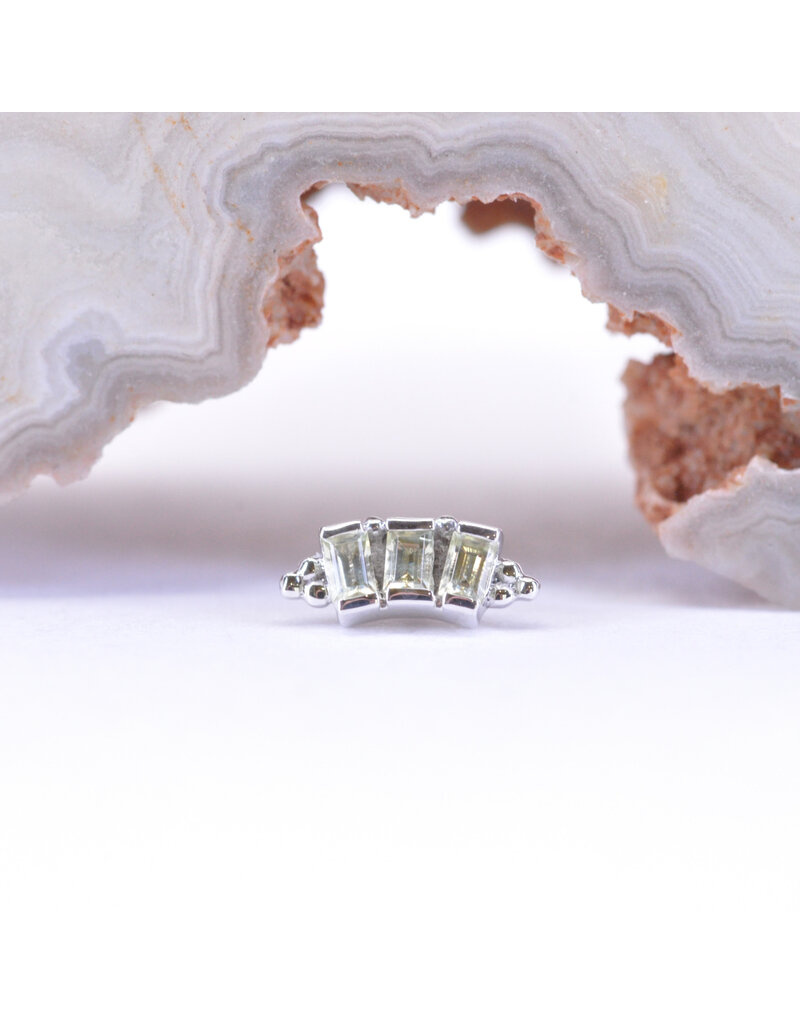 BVLA Tiny Baguette Panaraya with Genuine Peridot in 14k White Gold 16g Threaded End by BVLA!