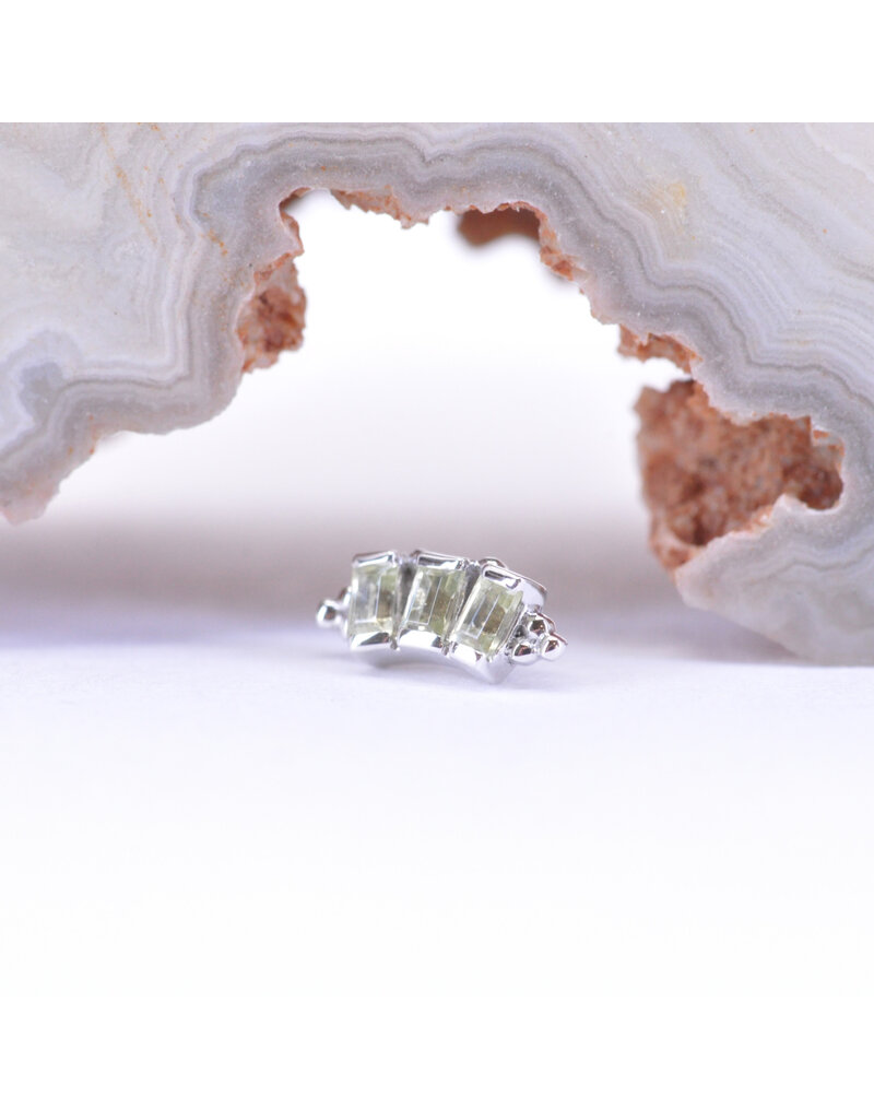 BVLA Tiny Baguette Panaraya with Genuine Peridot in 14k White Gold 16g Threaded End by BVLA!