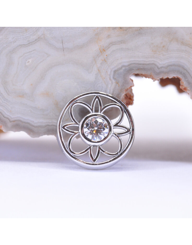 BVLA 8mm Paloma Flower with CZ in 14k Gold 14g Threaded Ends by BVLA!