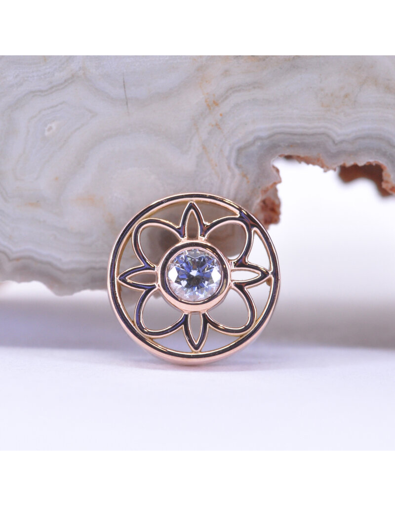 BVLA 8mm Paloma Flower with CZ in 14k Gold 14g Threaded Ends by BVLA!