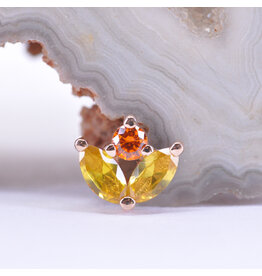 BVLA Bloom Yellow CZ & Orange CZ Rose Gold 16g Threaded End