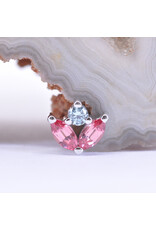 BVLA 6mm Bloom with Padparadscha Sapphire and Cyan CZ in 14k White Gold 16g Threaded End by BVLA!