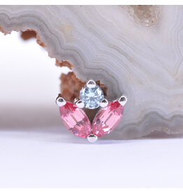 BVLA Bloom Padparadscha Sapphire & Cyan CZ White Gold 16g Threaded End
