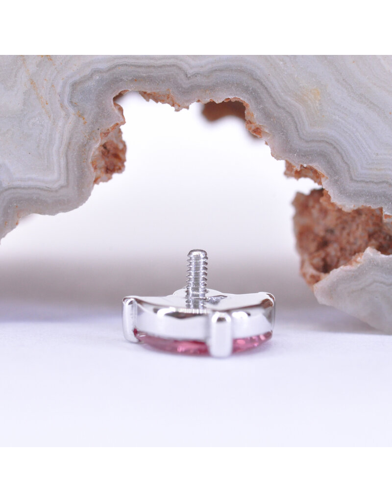 BVLA 6mm Bloom with Padparadscha Sapphire and Cyan CZ in 14k White Gold 16g Threaded End by BVLA!