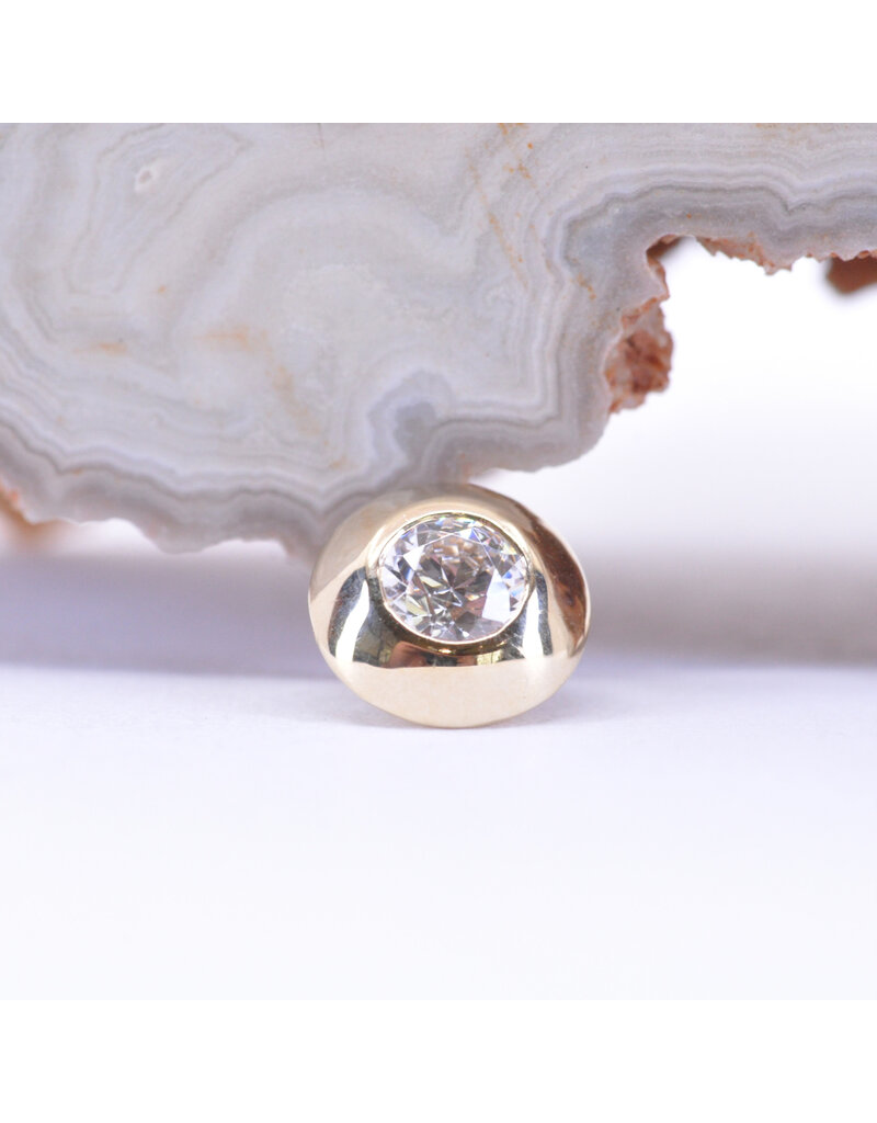 BVLA 6mm Saucer with CZ in 14k Yellow Gold 14g Threaded End by BVLA!