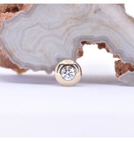 BVLA 6mm Saucer CZ Yellow Gold 14g Threaded End