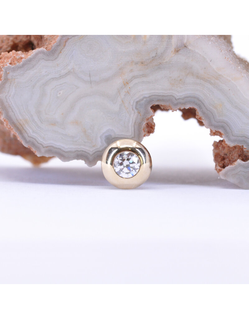 BVLA 6mm Saucer with CZ in 14k Yellow Gold 14g Threaded End by BVLA!