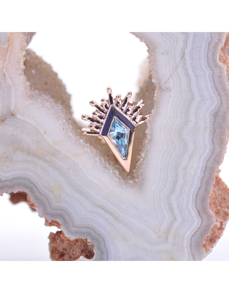 BVLA Kite Borderline with Swiss Blue Topaz in 14k Rose Gold 16g Threaded End by BVLA!