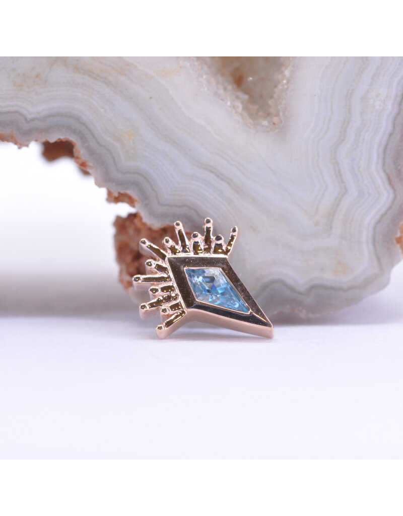 BVLA Kite Borderline with Swiss Blue Topaz in 14k Rose Gold 16g Threaded End by BVLA!
