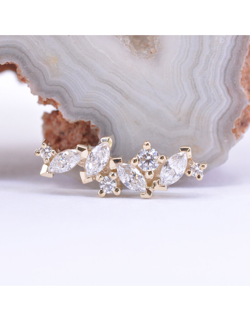 BVLA Left or Right Facing Irina with CZ in 14k Gold 16g Threaded Ends by BVLA!