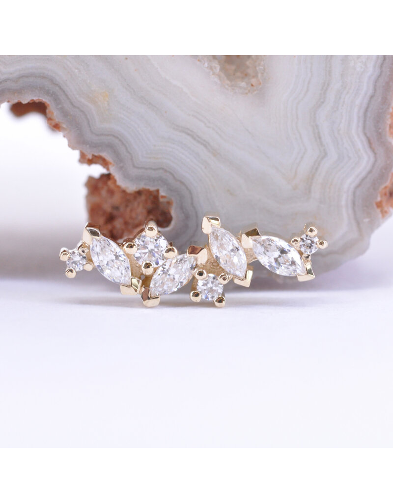 BVLA Left or Right Facing Irina with CZ in 14k Gold 16g Threaded Ends by BVLA!
