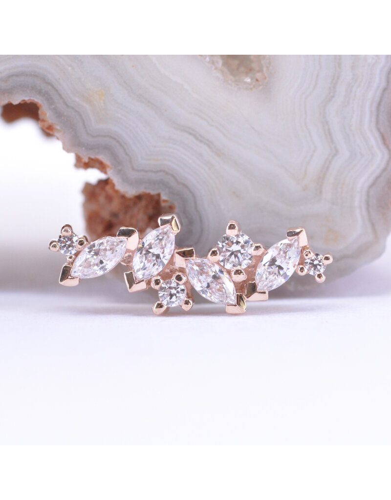 BVLA Left or Right Facing Irina with CZ in 14k Gold 16g Threaded Ends by BVLA!
