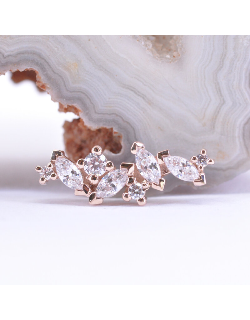 BVLA Left or Right Facing Irina with CZ in 14k Gold 16g Threaded Ends by BVLA!