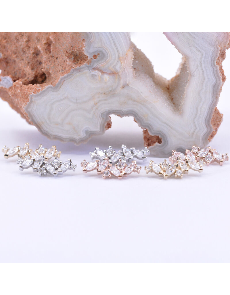 BVLA Left or Right Facing Irina with CZ in 14k Gold 16g Threaded Ends by BVLA!