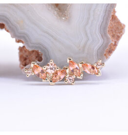 BVLA Irina Peach Topaz & Champagne Sapphire Yellow Gold 16g Threaded End
