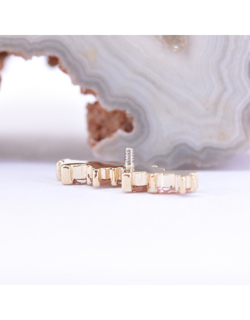 BVLA Left Facing Irina with Grade AA Peach Topaz and Champagne Sapphire in 14k Yellow Gold 16g Threaded End by BVLA!