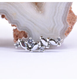 BVLA Irina Chrome CZ & Grey CZ White Gold 16g Threaded End