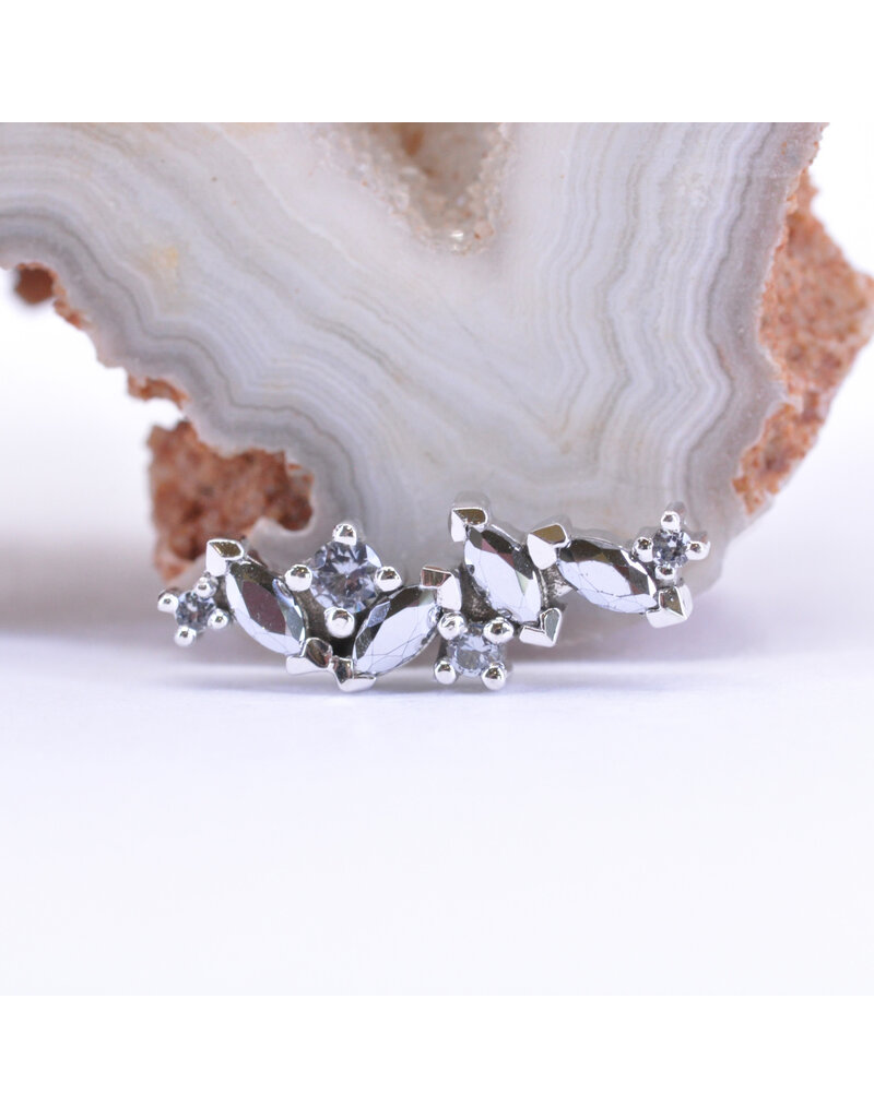 BVLA Left Facing Irina with Chrome CZ and Grey CZ in 14k White Gold 16g Threaded End by BVLA!