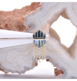 BVLA Levitate London Blue Topaz & Swiss Blue Topaz Yellow Gold 16g Threaded End