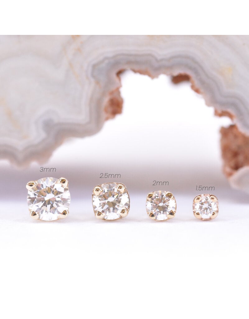 BVLA Genuine VS Diamond in 14k Gold 4 Prong Setting Threadless Ends by BVLA!