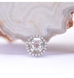 BVLA Round Harlequin CZ White Gold 16g Threaded Ends