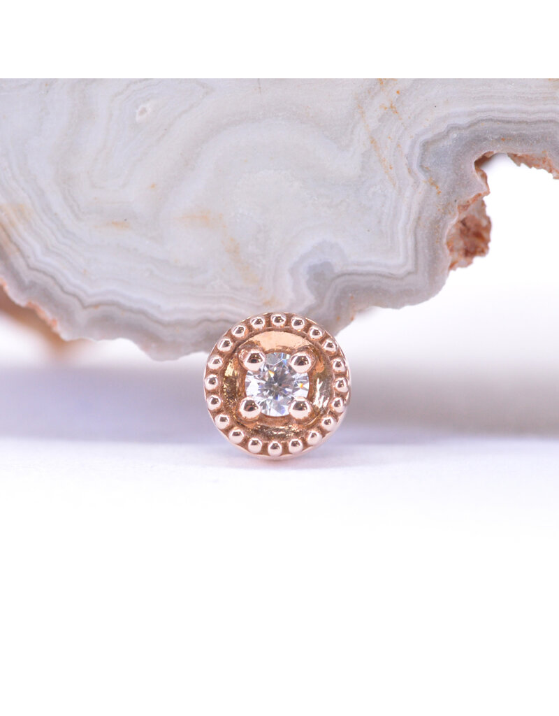 BVLA Round Harlequin with CZ in 14k Gold 16g Threaded Ends by BVLA!