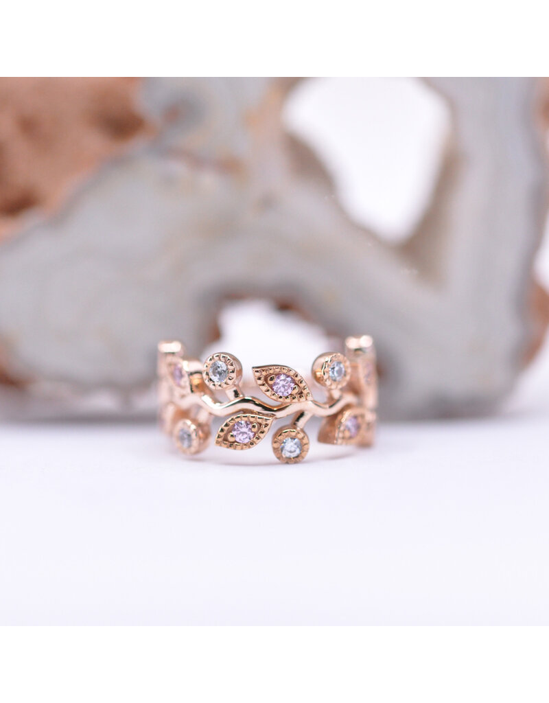 BVLA 16g 7/16" Arwen Clicker Ring with Pink CZ and CZ in 14k Rose Gold by BVLA!