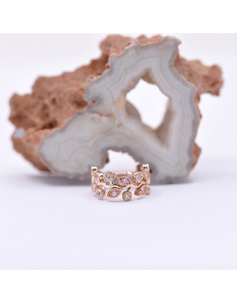 BVLA 16g 7/16" Arwen Clicker Ring with Pink CZ and CZ in 14k Rose Gold by BVLA!
