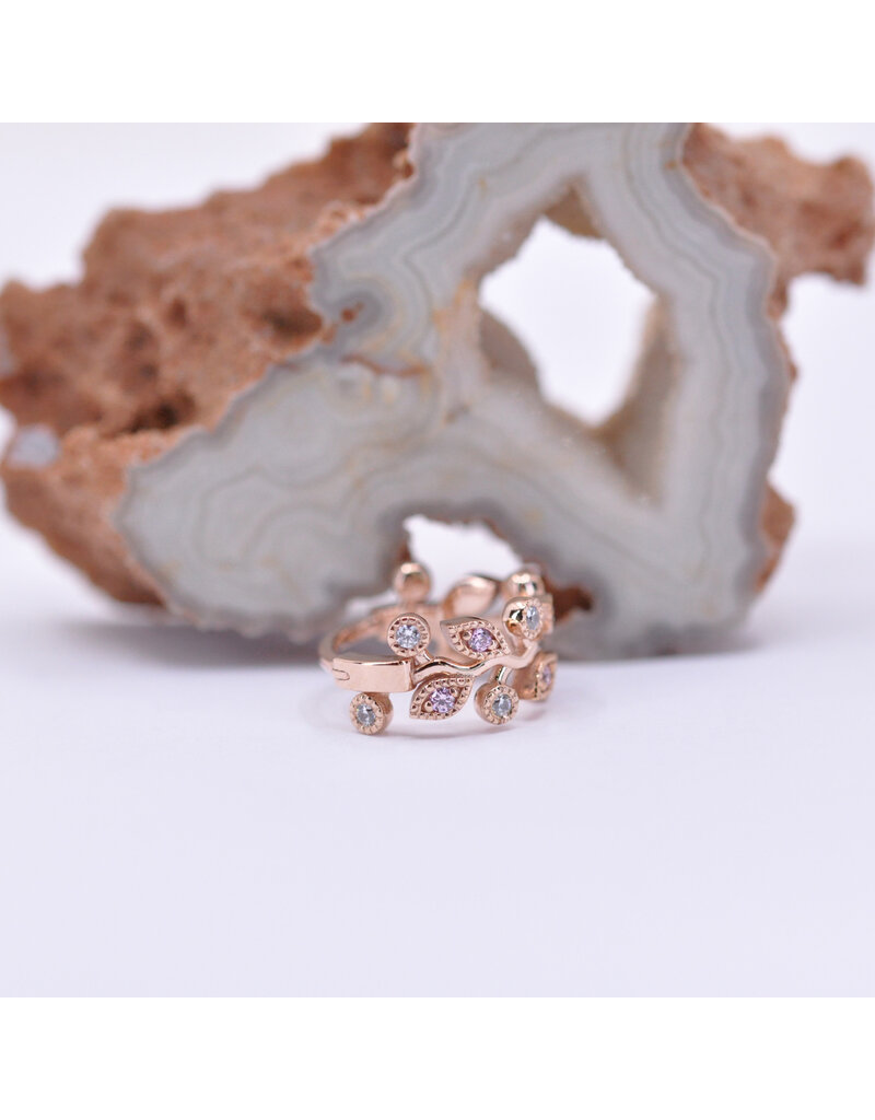 BVLA 16g 7/16" Arwen Clicker Ring with Pink CZ and CZ in 14k Rose Gold by BVLA!